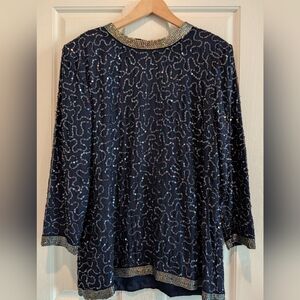 NWT- Vintage Ivana Handmade Sequined 100% Silk Size 16